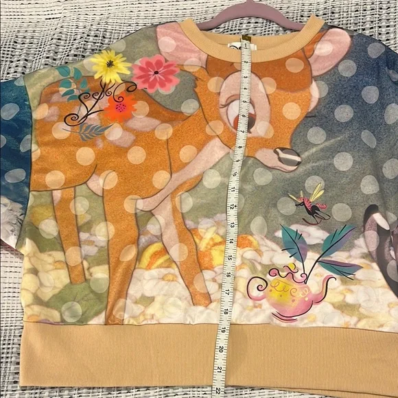 Disney Parks All Over Graphic Bambi Crop Pullover, Women’s Large - Picture 5 of 5
